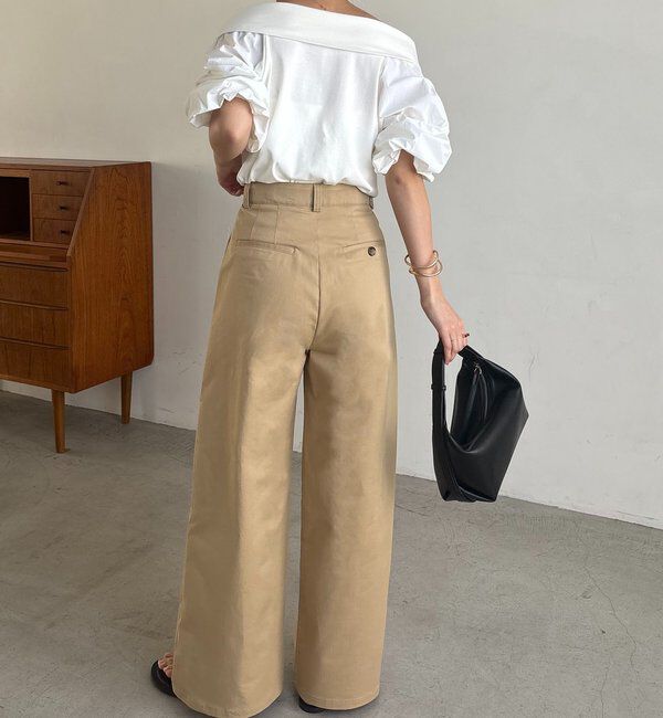  「【腰回りカバー/低身長サイズあり】2タックチノパン」|チノ|