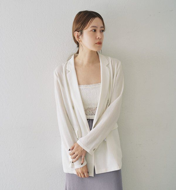  「シアーウォッシャブルジャケット」|テーラードジャケット|オフホワイト