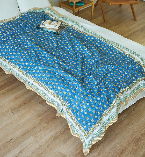 collex「マルチクロス ボニータ花柄 ブロックプリント 145&times;225」|ブランケット|