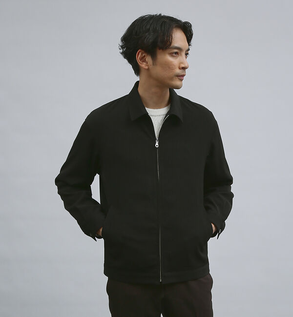 ABAHOUSE「【バックプリーツ】ジップアップ ショートブルゾン」|ブルゾン・スタジャン|ブラック