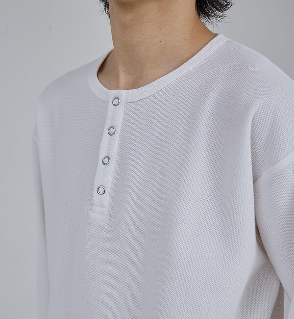 ABAHOUSE「【AH ABAHOUSE】モダン カノコ スナップ ヘンリーネック ロングスリー」|Tシャツ・カットソー|