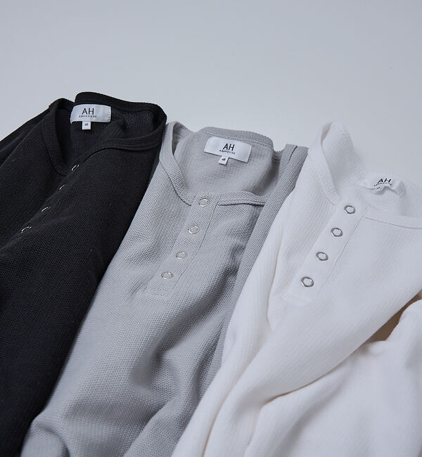 ABAHOUSE「【AH ABAHOUSE】モダン カノコ スナップ ヘンリーネック ロングスリー」|Tシャツ・カットソー|