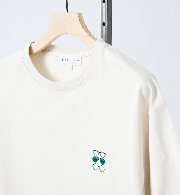 ABAHOUSE「【アイコン刺繍】ボックスシルエット Tシャツ【予約】」|Tシャツ・カットソー|グレージュ