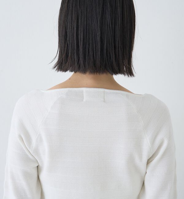 Rouge vif「【セットアップ対応】スクエアネックボーダー柄ニットカーディガン/プルオーバー」|カーディガン|