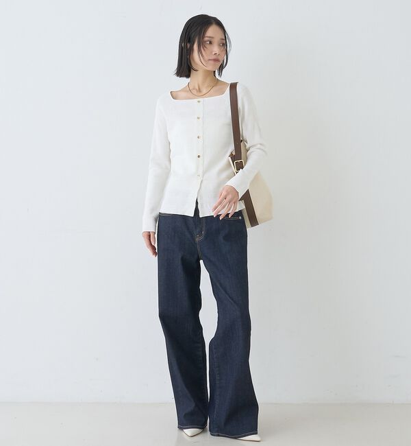 Rouge vif「【セットアップ対応】スクエアネックボーダー柄ニットカーディガン/プルオーバー」|カーディガン|