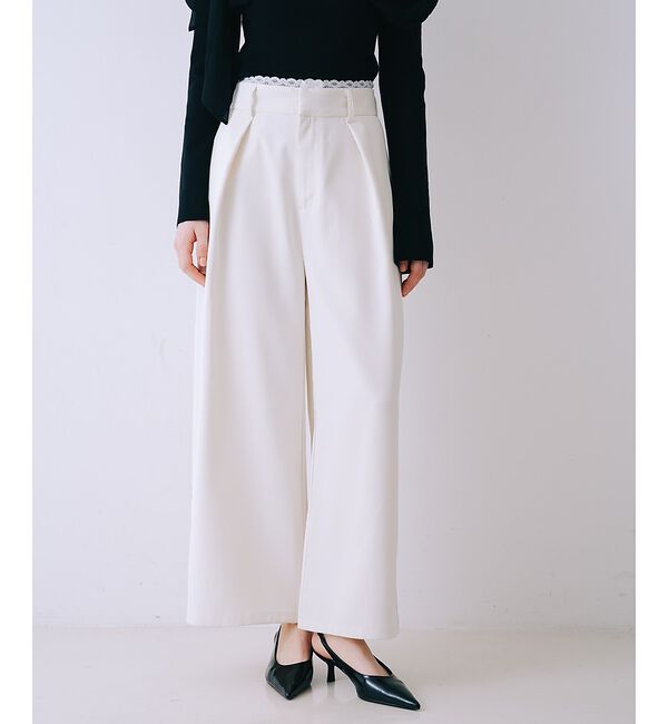 SELFIST「ウエストレースワイドパンツ」|その他|アイボリー