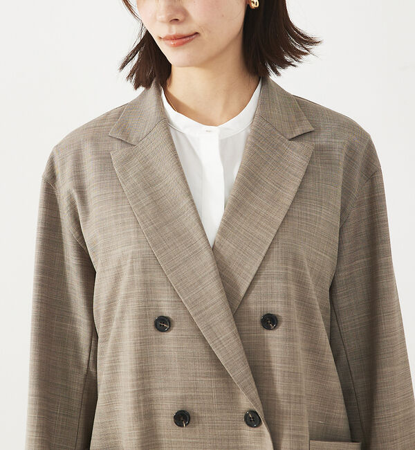 abahouse mavie「【LEE掲載・セットアップ対応】メランジ調ダブルジャケット/リネンライクジャケッ」|テーラードジャケット|