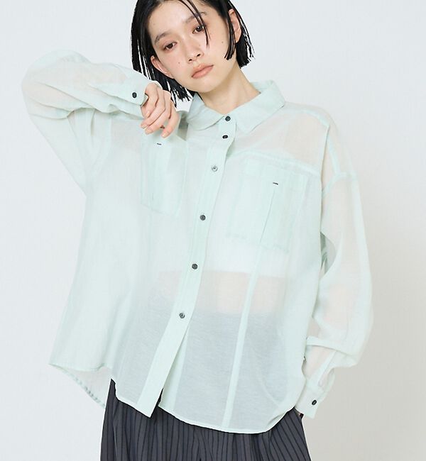 NOMINE「オーバーサイズ シアーシャツ」|シャツ・ブラウス|グリーン系その他1
