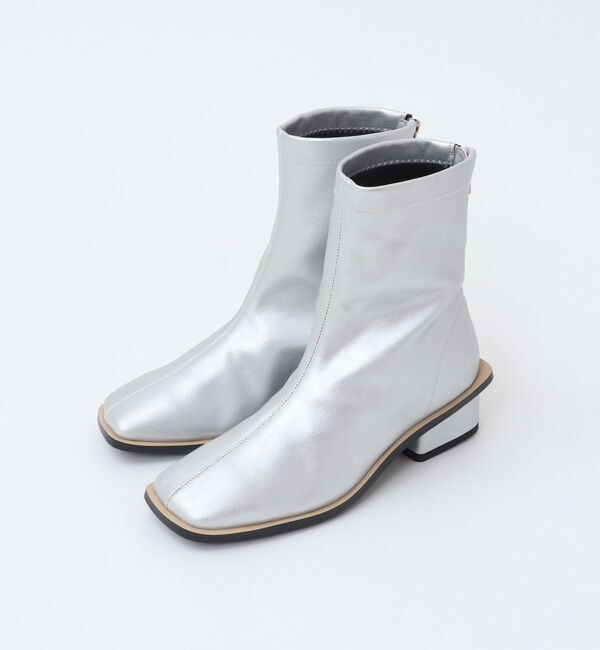 Soffitto「スクエアトゥブーツ」|ショートブーツ|シルバー