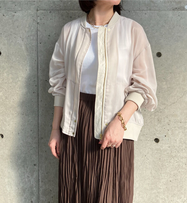 SOFFITTO「《定番》シアーブルゾン」|ブルゾン・スタジャン|グレイッシュベージュ