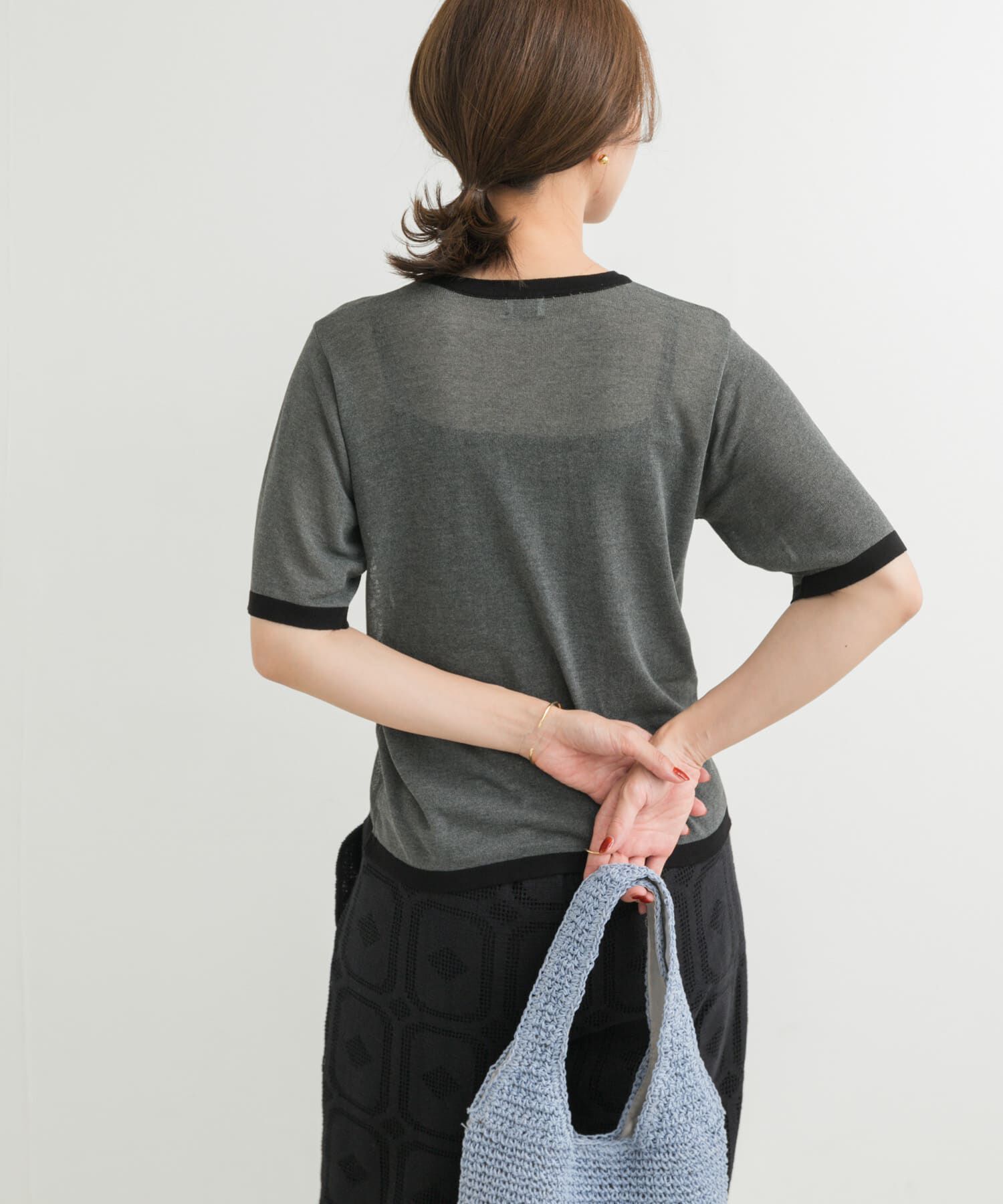 URBAN RESEARCH DOORS「リンガー半袖ニットTシャツ」|ニット・セーター|