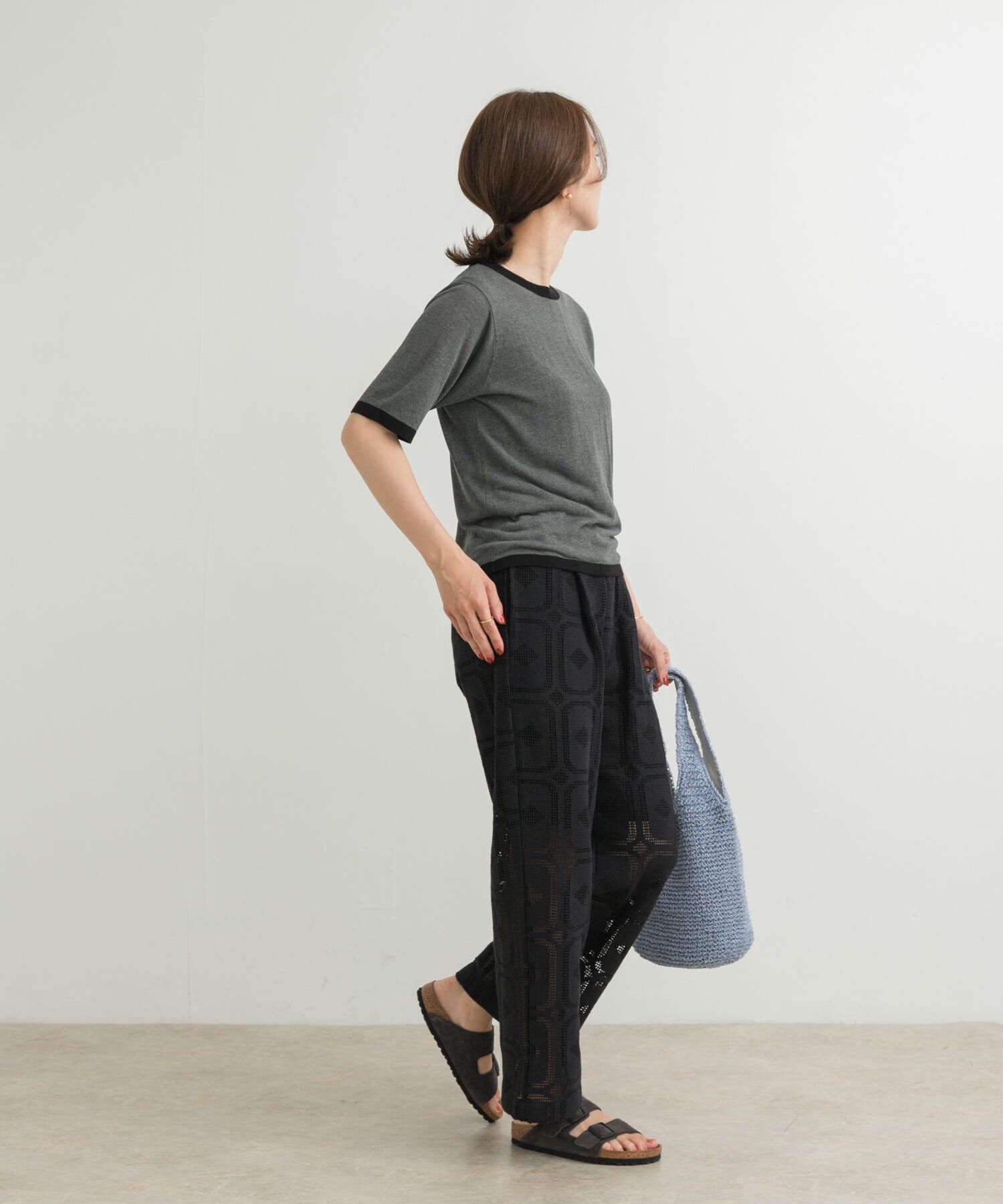 URBAN RESEARCH DOORS「リンガー半袖ニットTシャツ」|ニット・セーター|