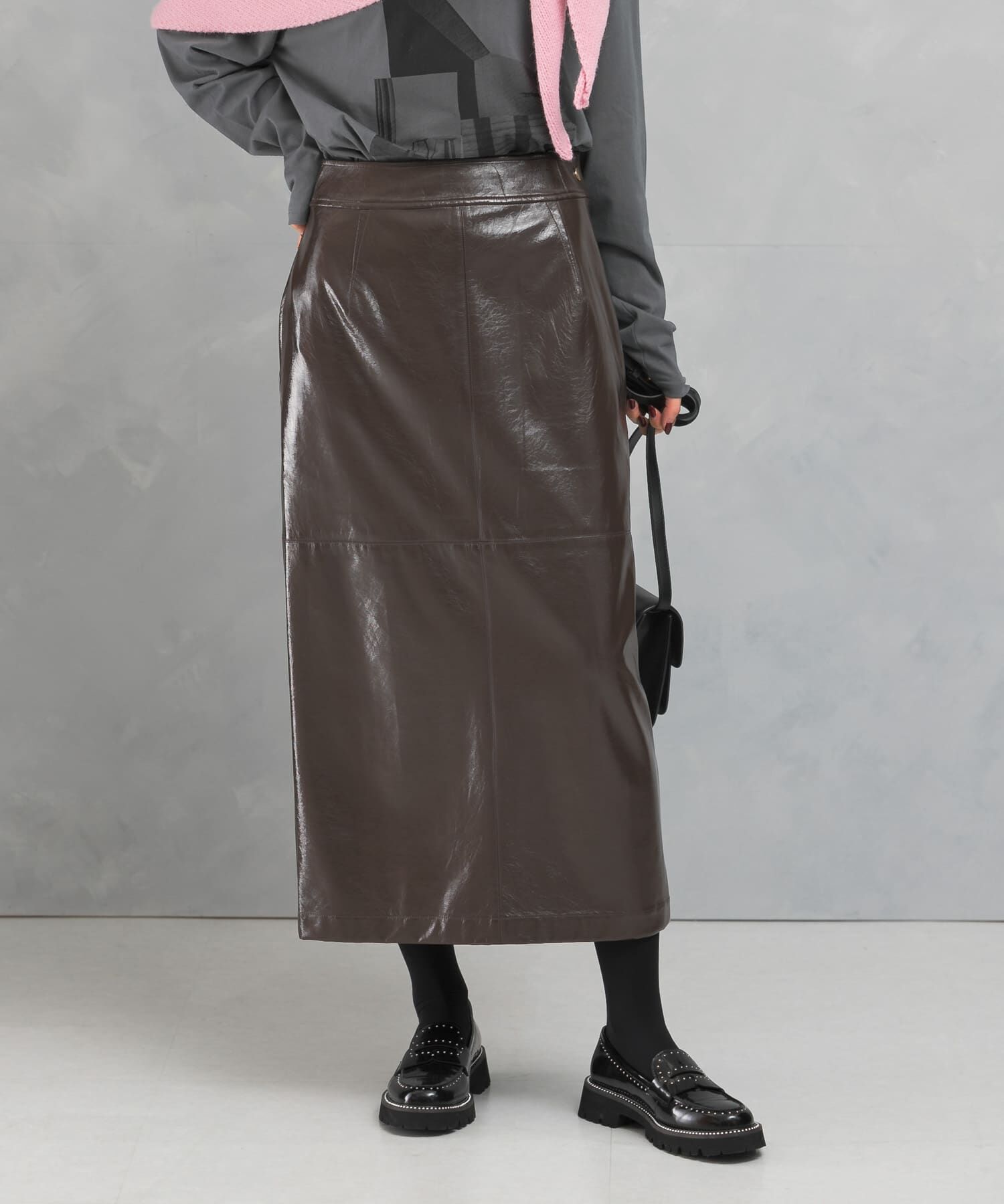 URBAN RESEARCH ROSSO「パテントストレートスカート」|スカート|ダークブラウン