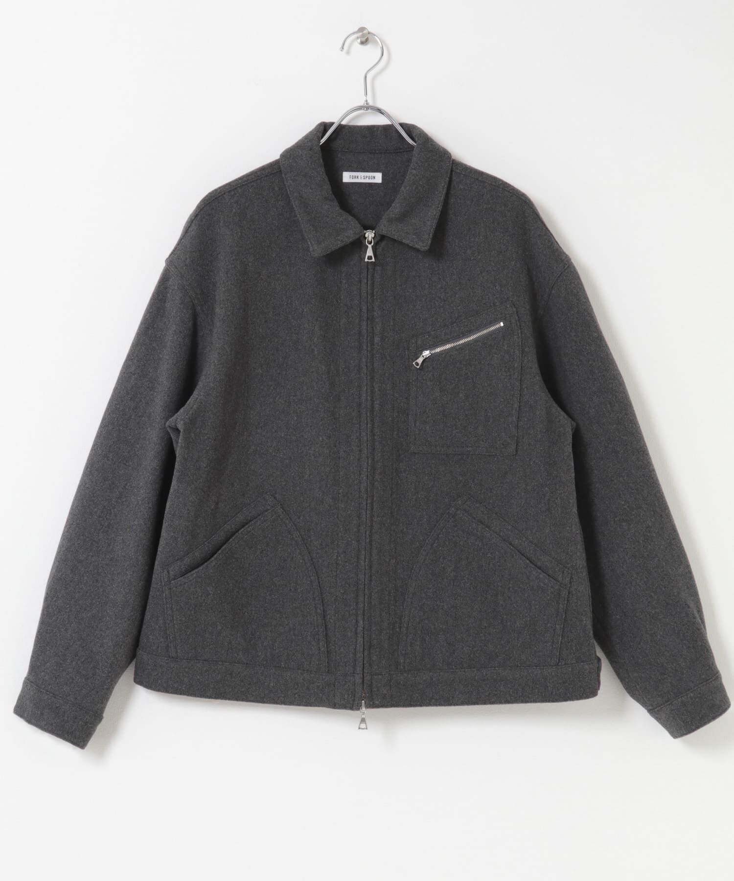 URBAN RESEARCH DOORS「FORK&SPOON　ウールショートブルゾン」|ブルゾン・スタジャン|チャコールグレー