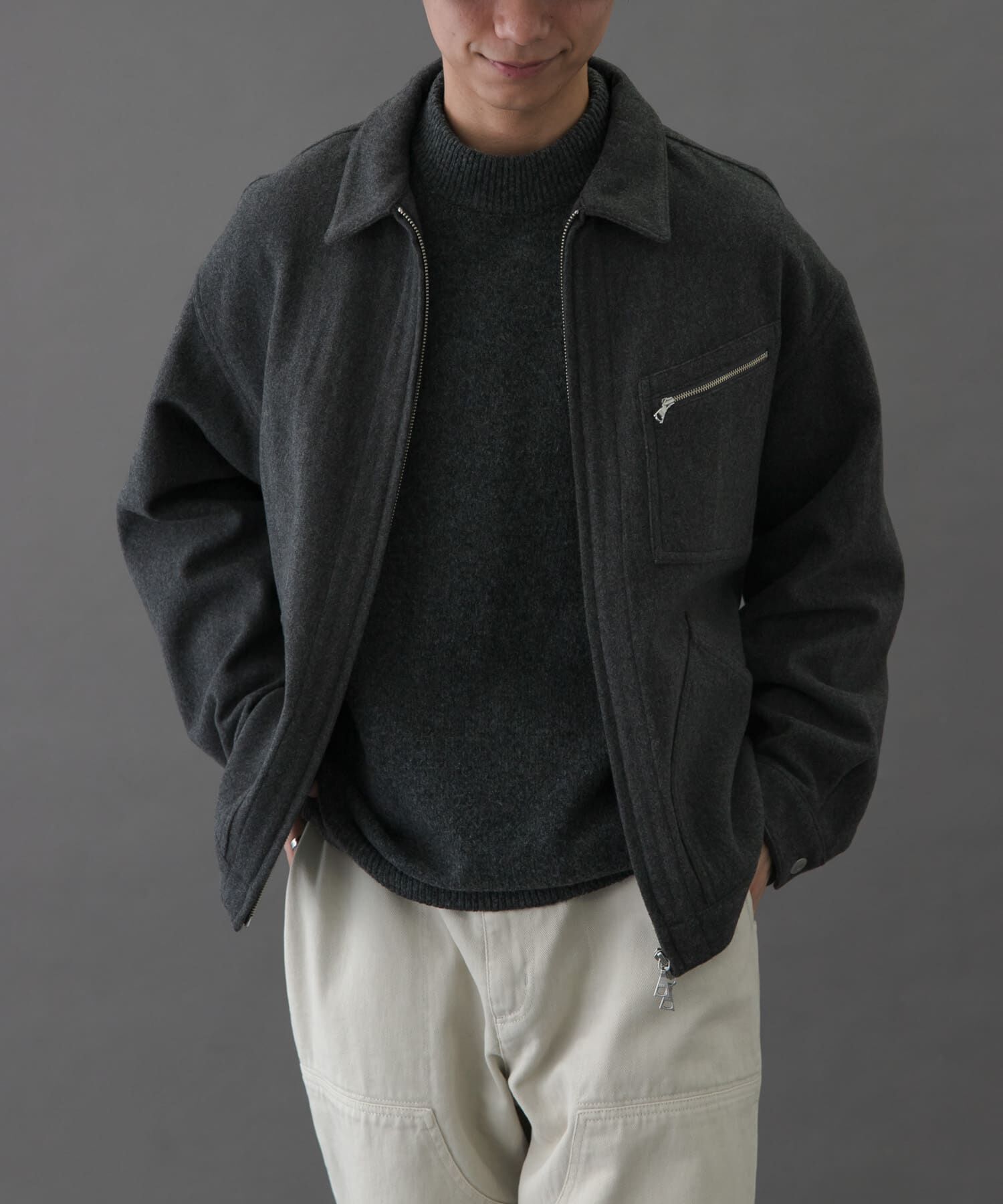URBAN RESEARCH DOORS「FORK&SPOON　ウールショートブルゾン」|ブルゾン・スタジャン|