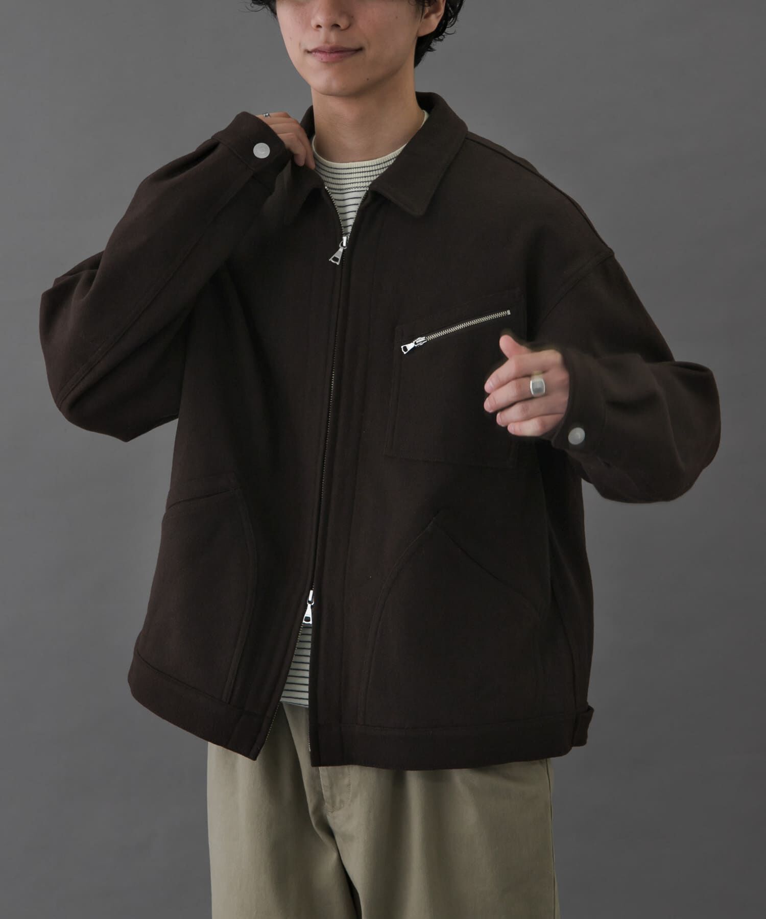 URBAN RESEARCH DOORS「FORK&SPOON　ウールショートブルゾン」|ブルゾン・スタジャン|