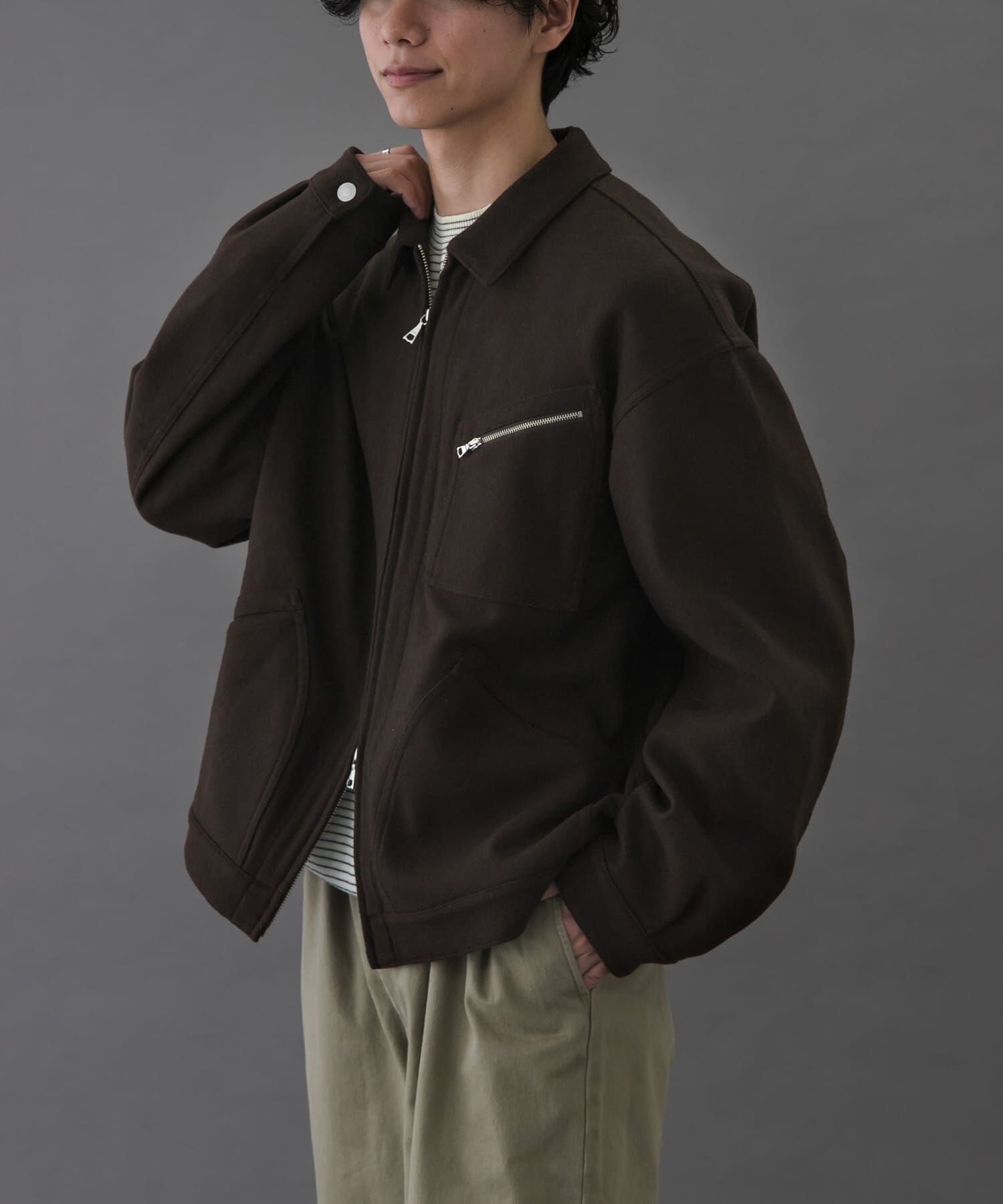 URBAN RESEARCH DOORS「FORK&SPOON　ウールショートブルゾン」|ブルゾン・スタジャン|