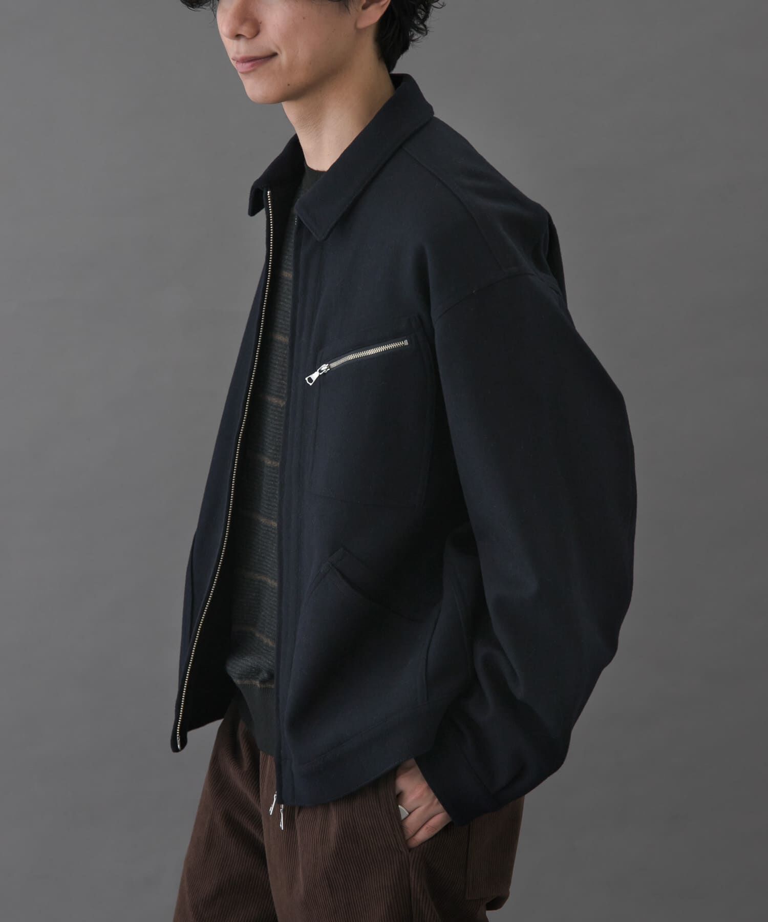 URBAN RESEARCH DOORS「FORK&SPOON　ウールショートブルゾン」|ブルゾン・スタジャン|