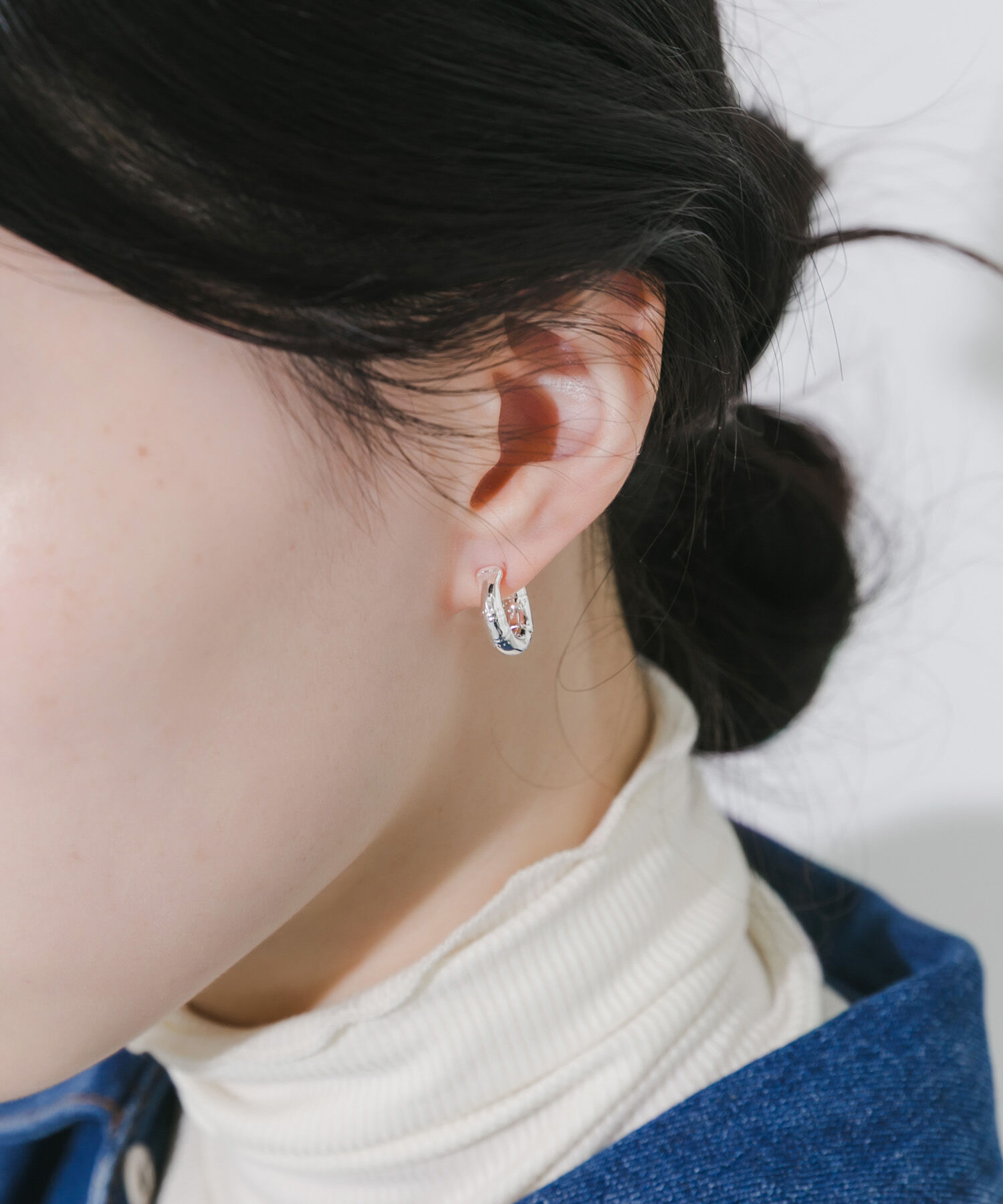 SMELLY「メタルバンブーワンタッチフープイヤリング」|イヤリング|シルバー