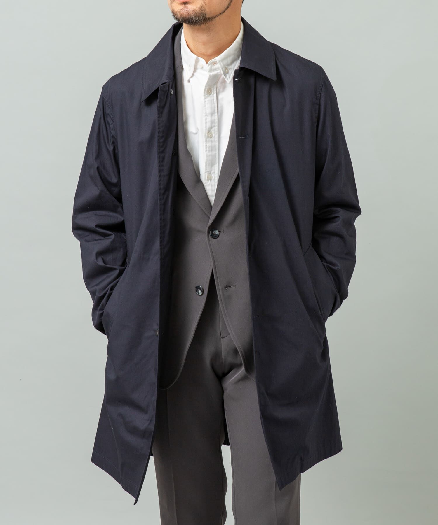 URBAN RESEARCH ROSSO「『撥水』タイプライタースプリングコート」|ステンカラーコート|ネイビー