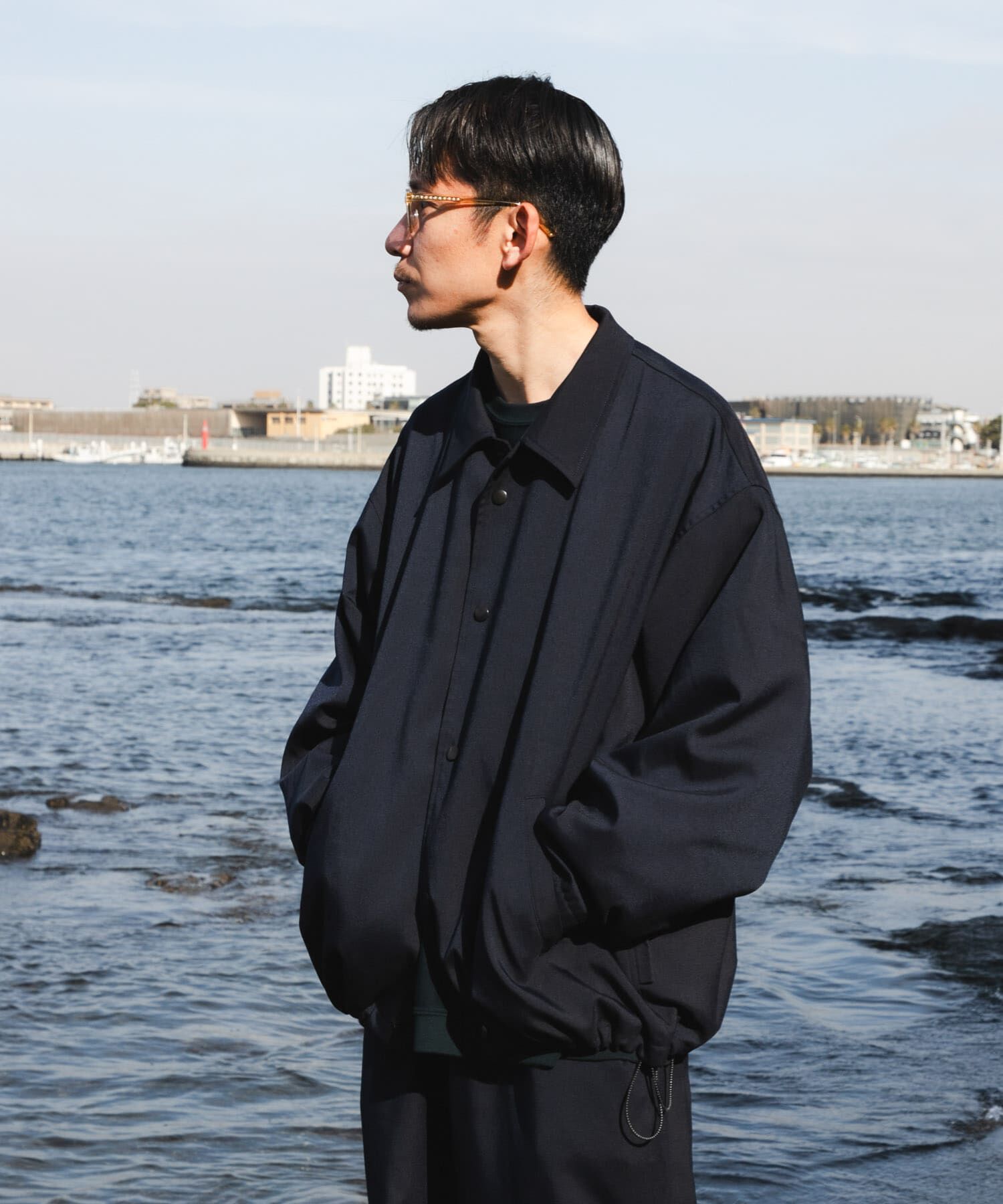 URBAN RESEARCH「Wide Dad　COACH JACKET」|ノーカラーコート|