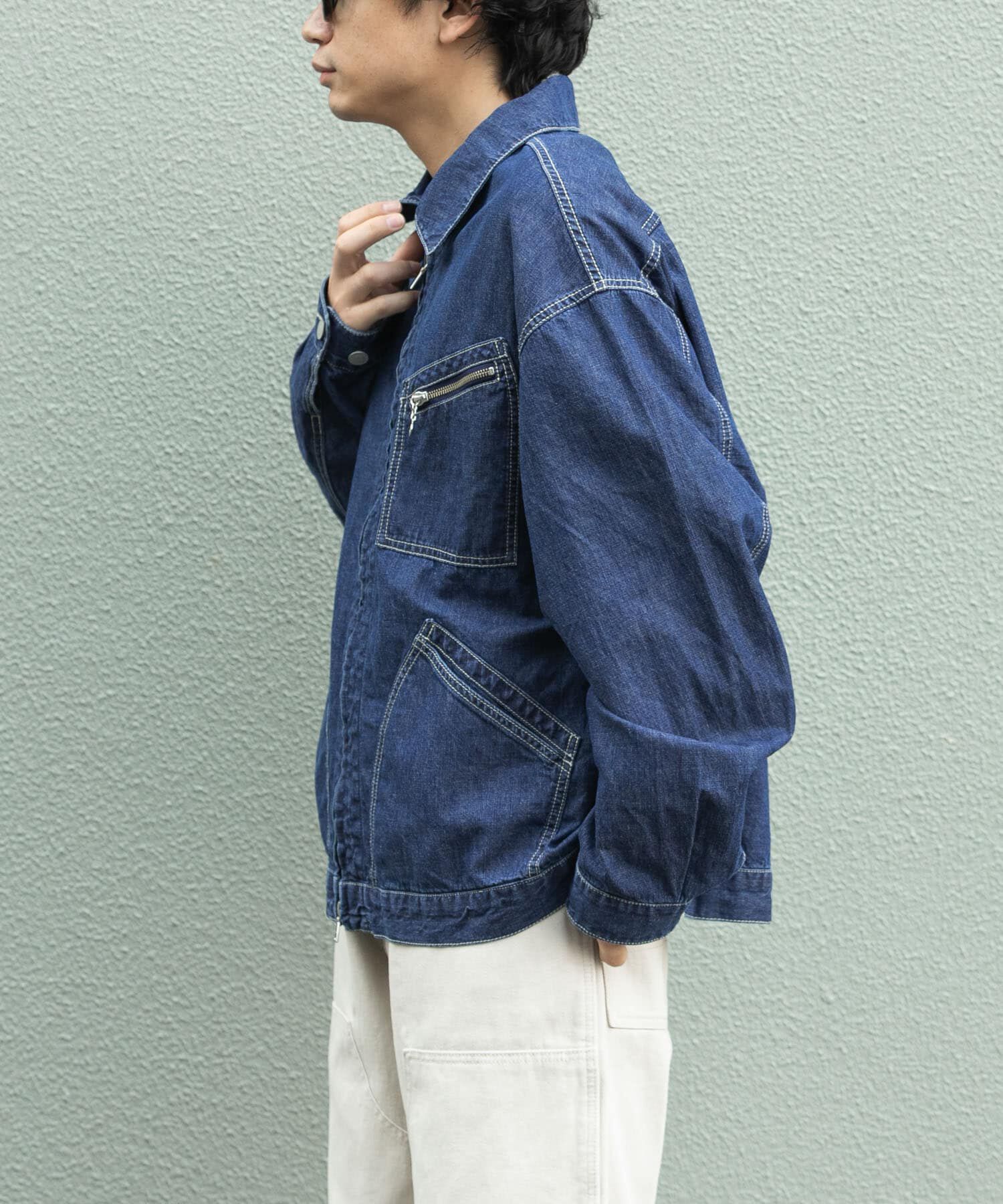 URBAN RESEARCH DOORS「FORK&SPOON　綿麻デニムジップブルゾン」|ブルゾン・スタジャン|