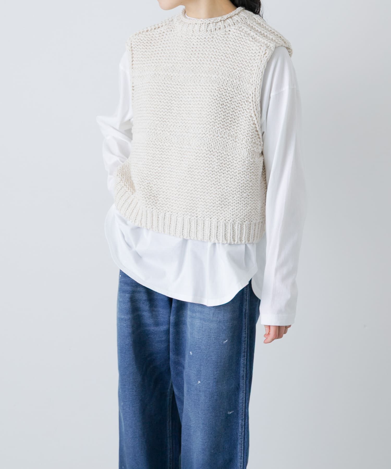 かぐれ「2WAY綿麻ニットベスト」|ベスト・ジレ|