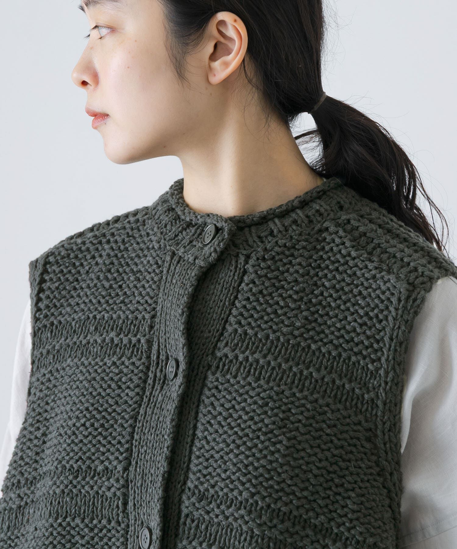 かぐれ「2WAY綿麻ニットベスト」|ベスト・ジレ|