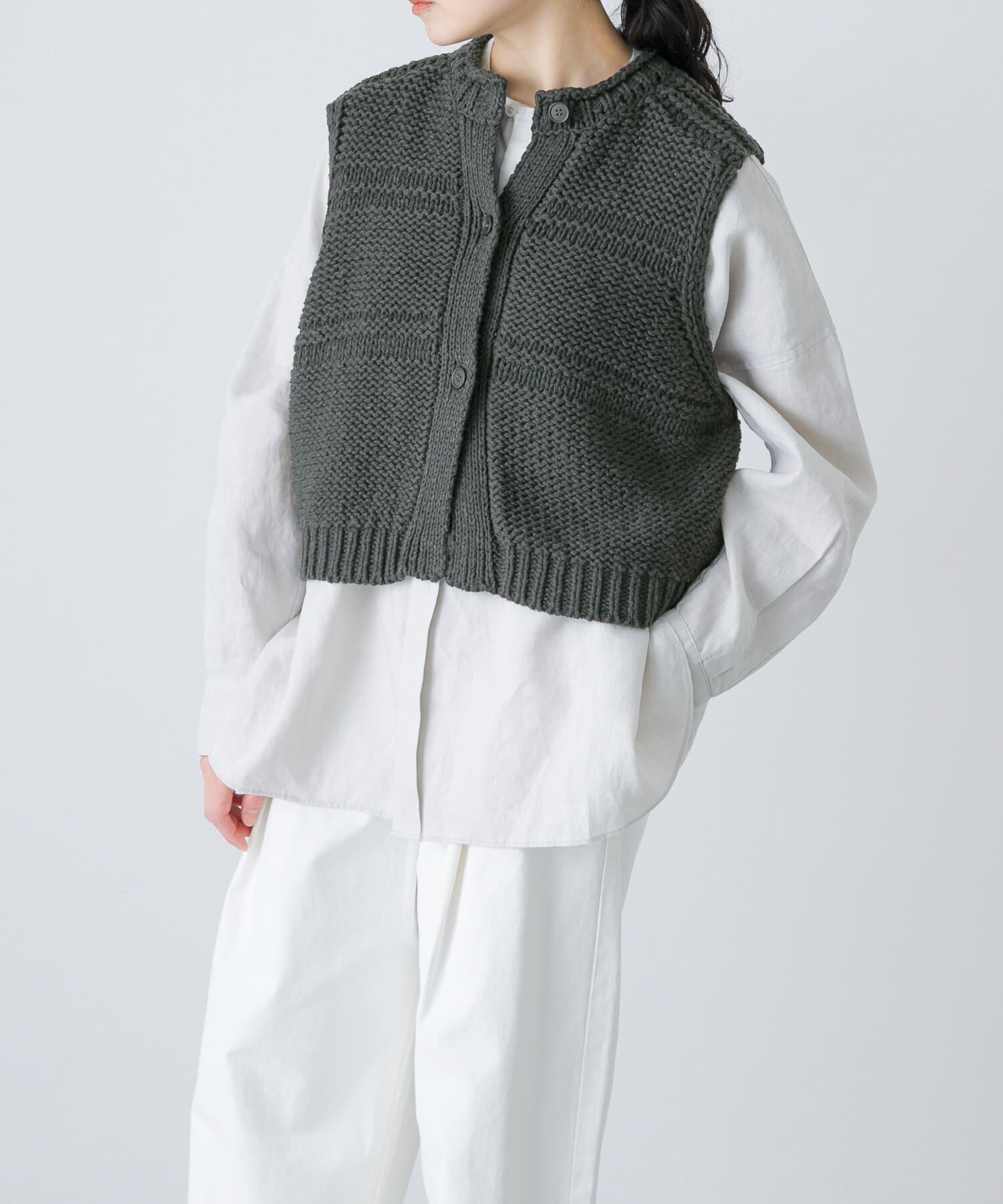 かぐれ「2WAY綿麻ニットベスト」|ベスト・ジレ|
