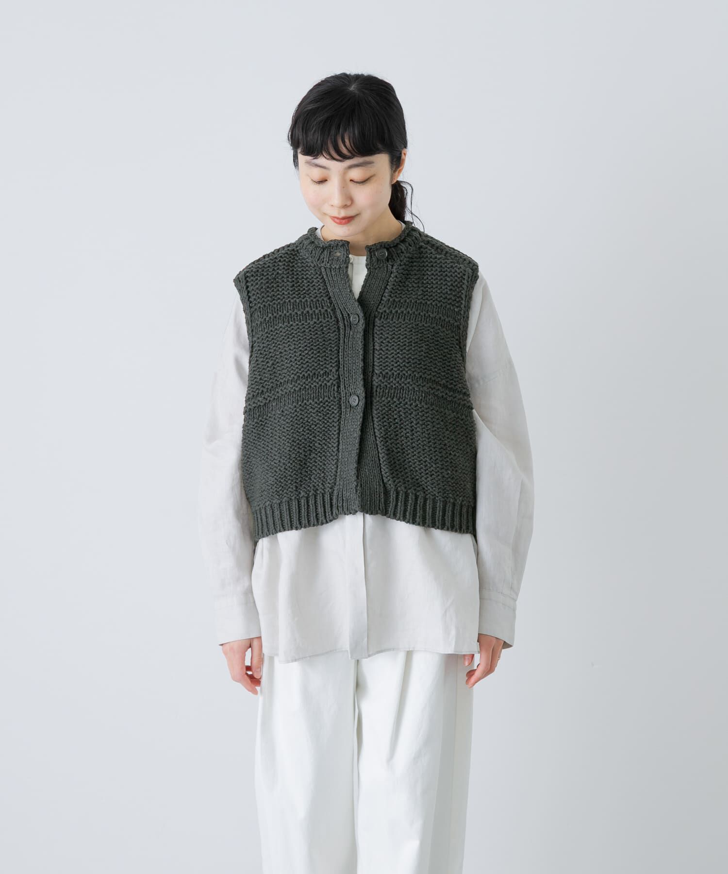 かぐれ「2WAY綿麻ニットベスト」|ベスト・ジレ|