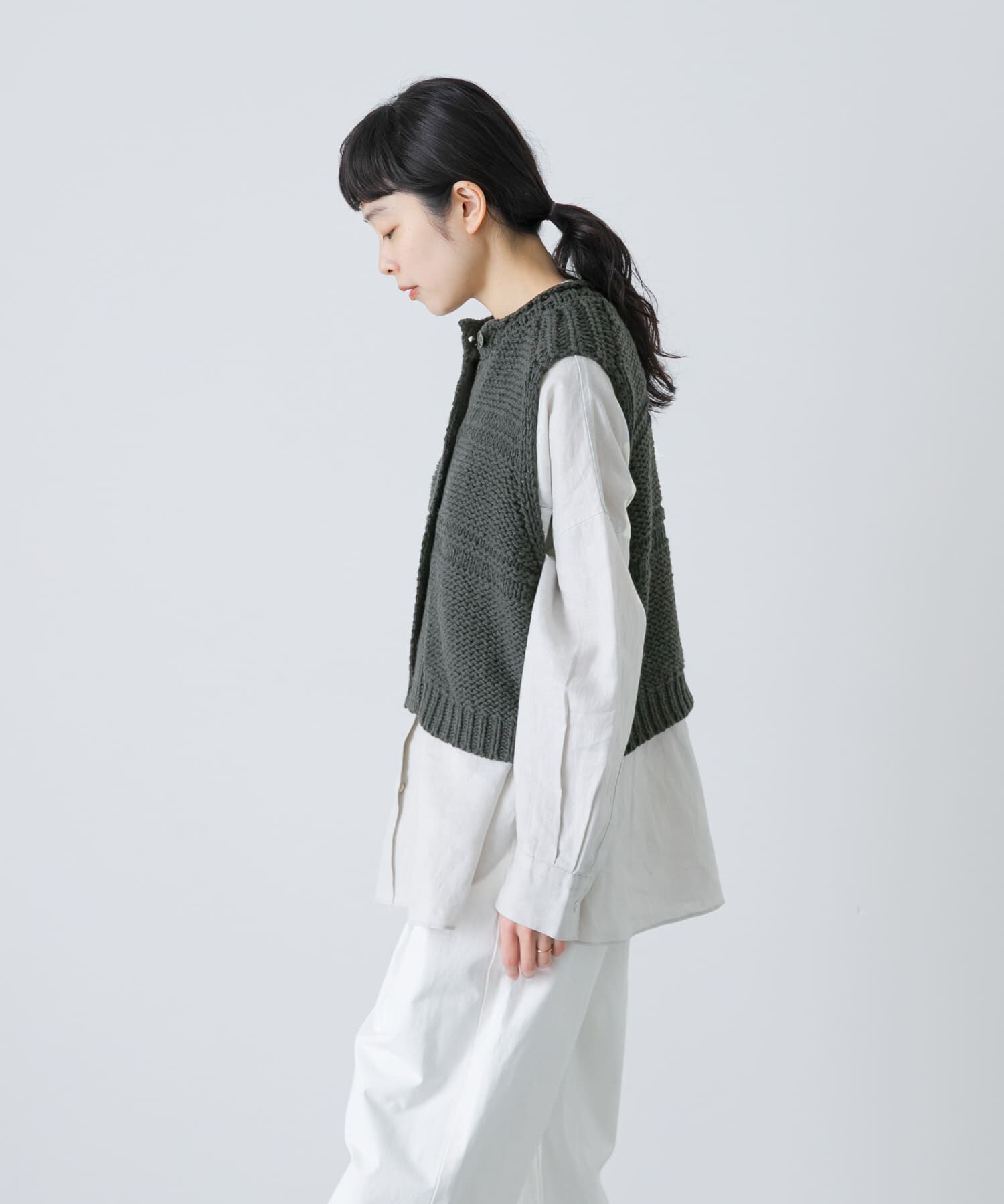 かぐれ「2WAY綿麻ニットベスト」|ベスト・ジレ|