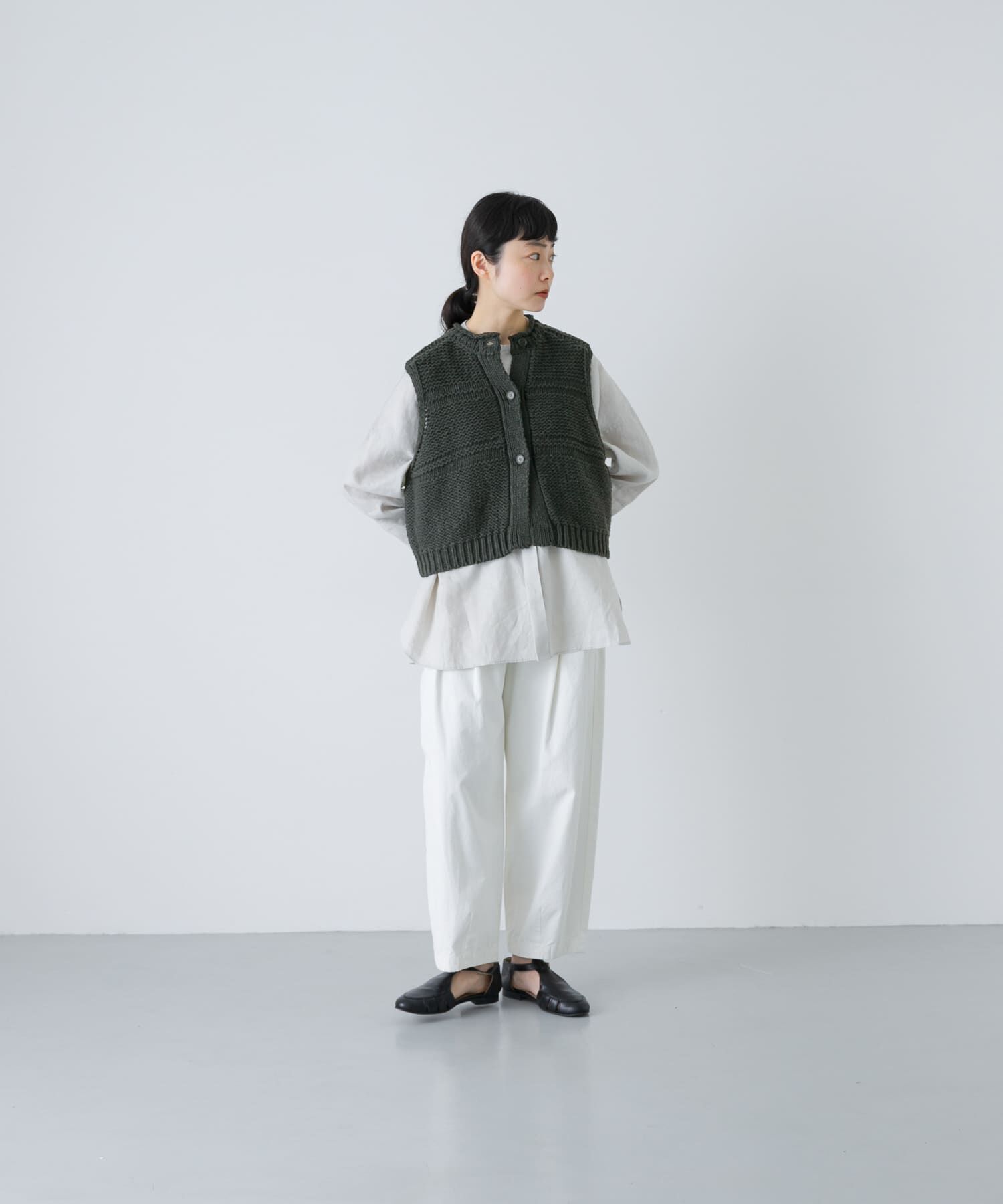 かぐれ「2WAY綿麻ニットベスト」|ベスト・ジレ|