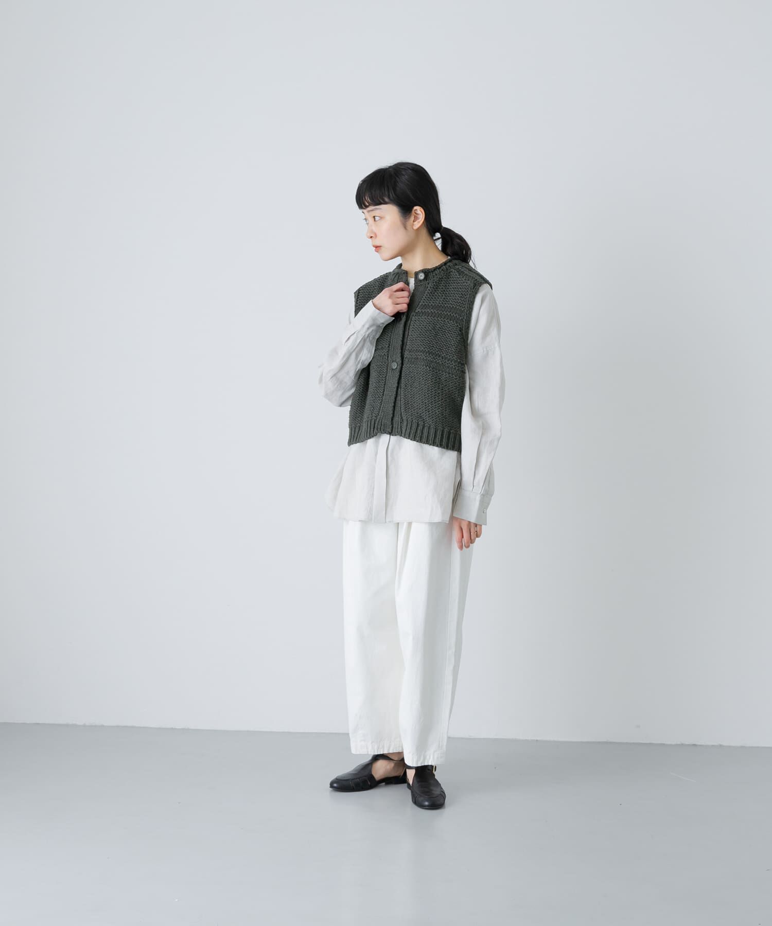 かぐれ「2WAY綿麻ニットベスト」|ベスト・ジレ|