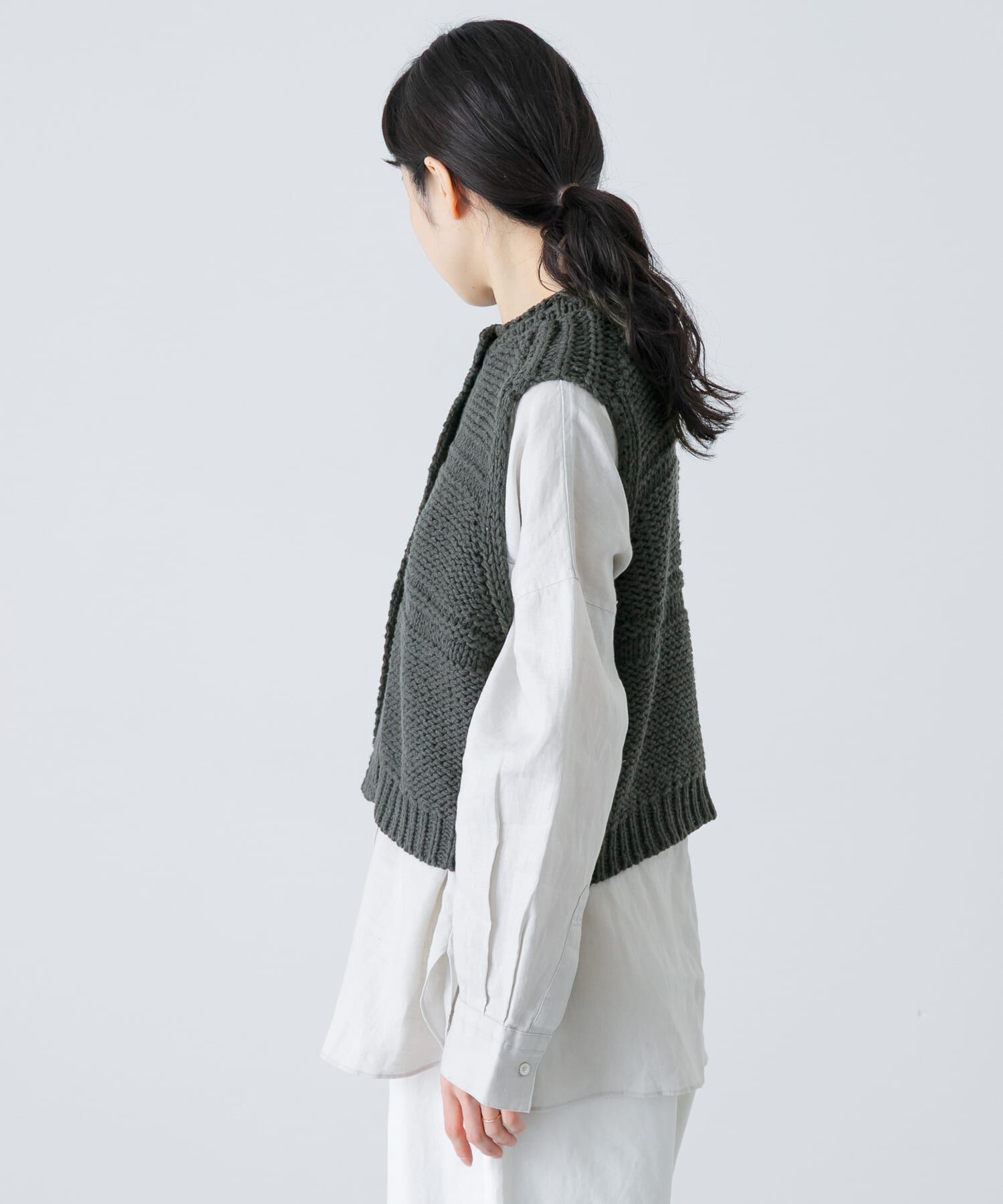かぐれ「2WAY綿麻ニットベスト」|ベスト・ジレ|