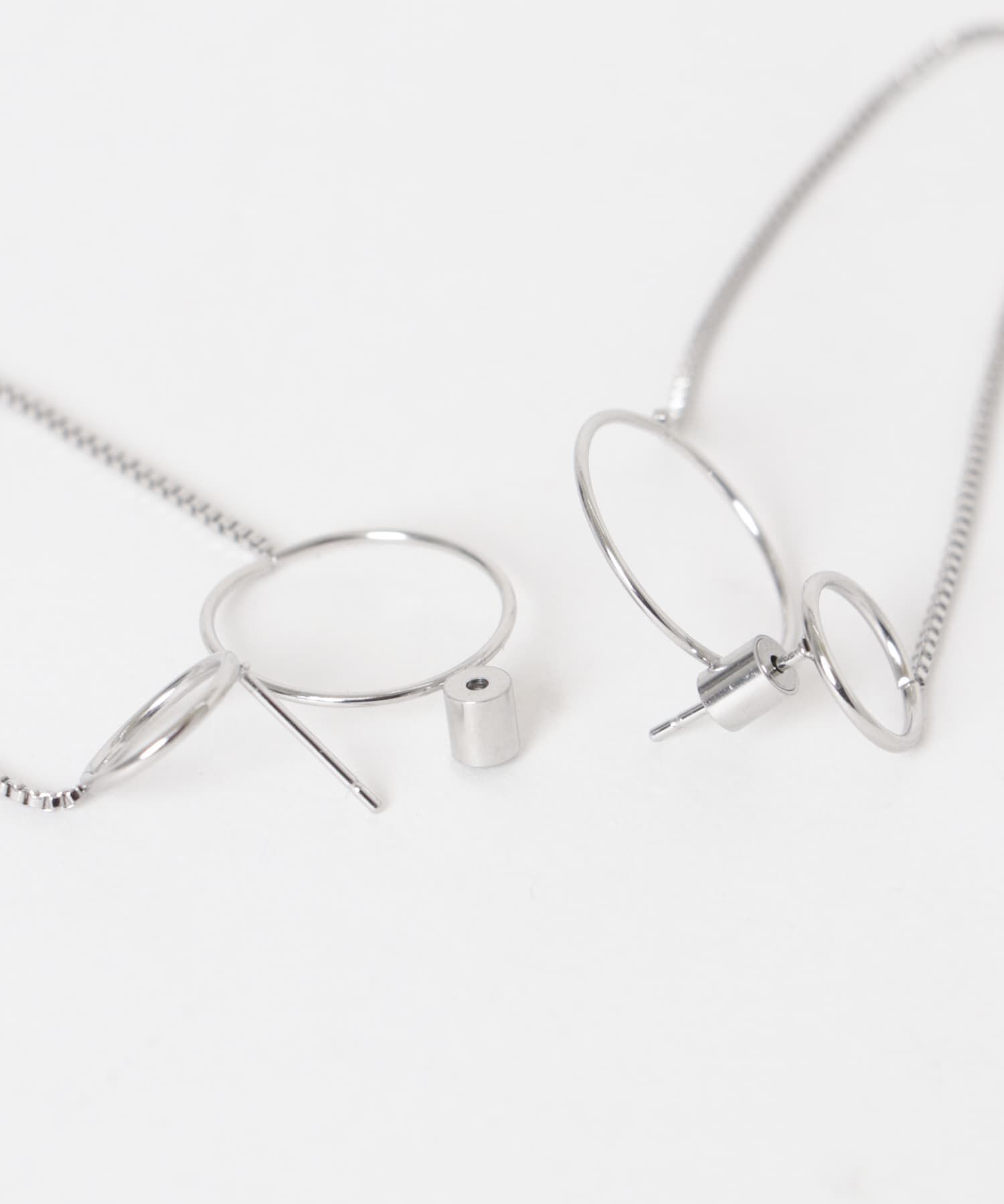 SMELLY「ステンレスダブルリングチェーンピアス」|ピアス|