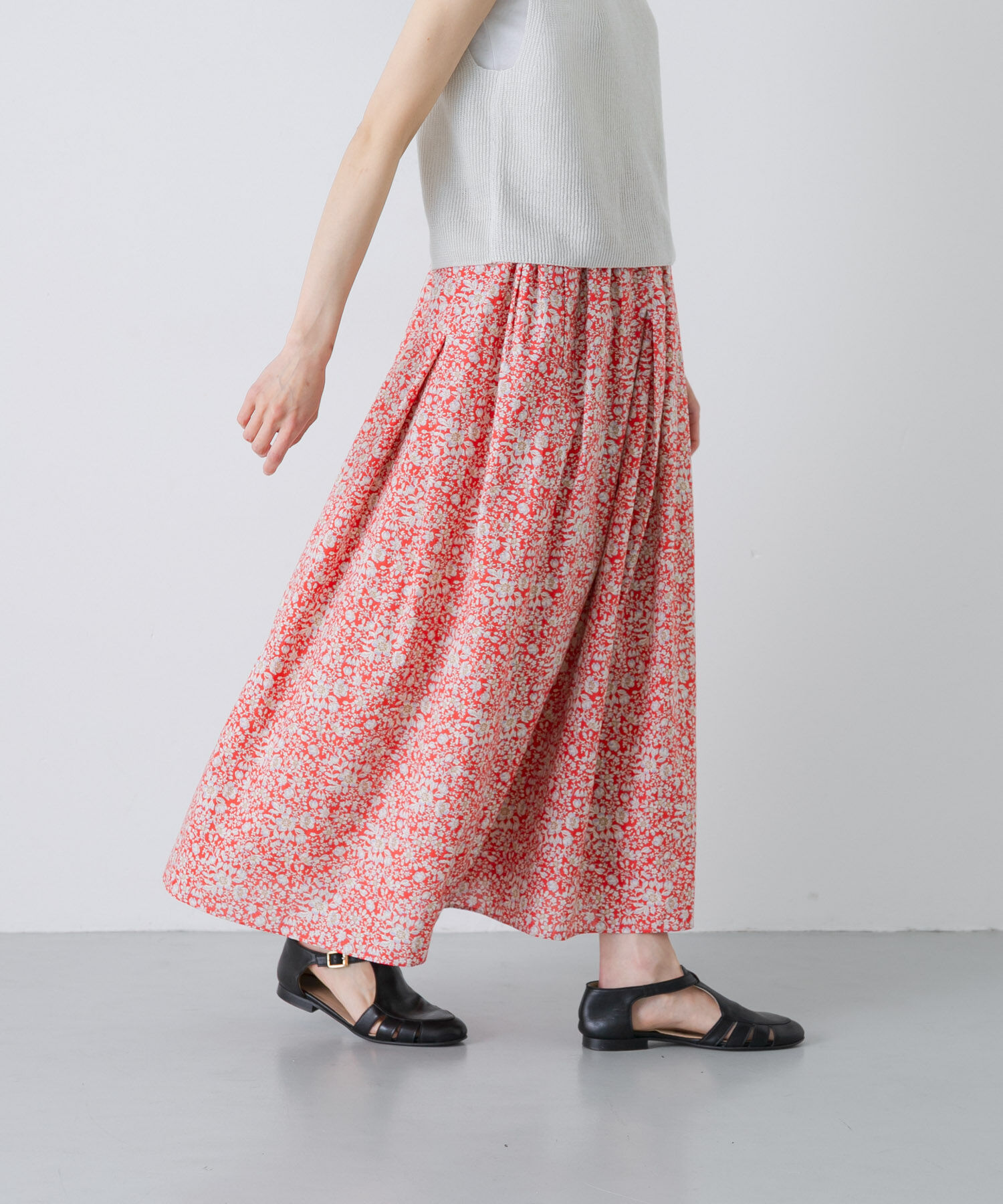 かぐれ「リバティプリントスカート」|スカート|レッド