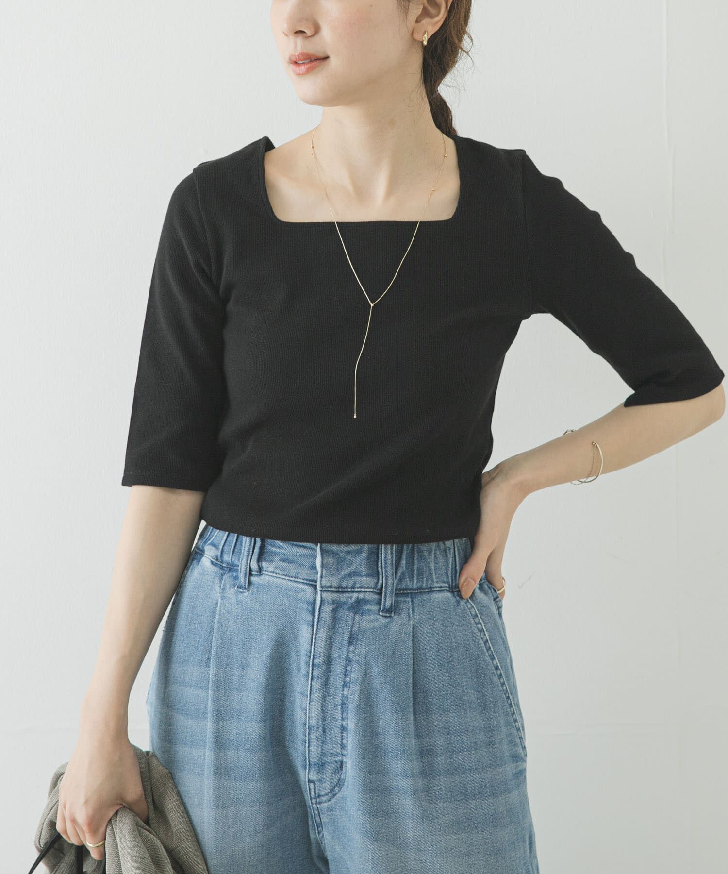 URBAN RESEARCH「5分袖リブカットソー」|Tシャツ・カットソー|