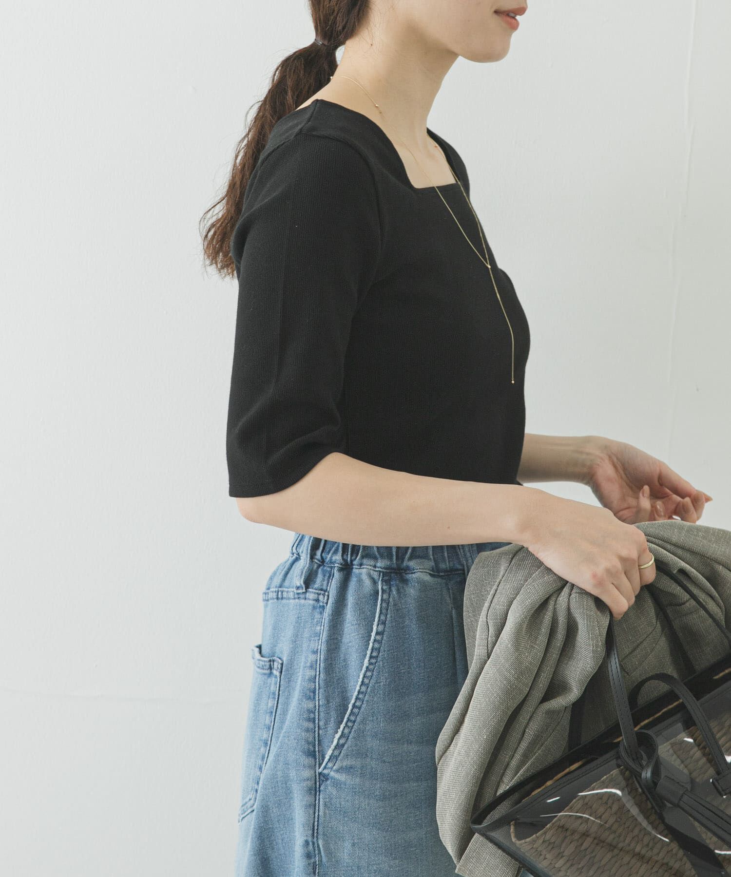 URBAN RESEARCH「5分袖リブカットソー」|Tシャツ・カットソー|