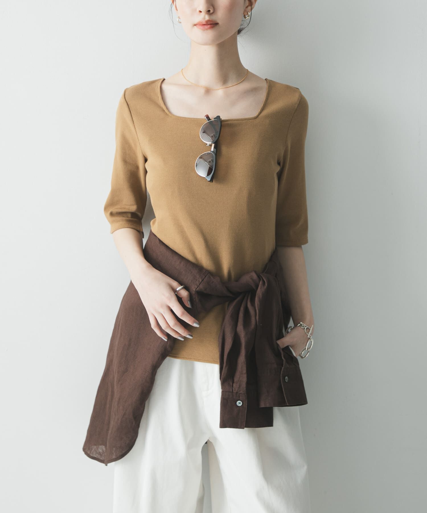 URBAN RESEARCH「5分袖リブカットソー」|Tシャツ・カットソー|