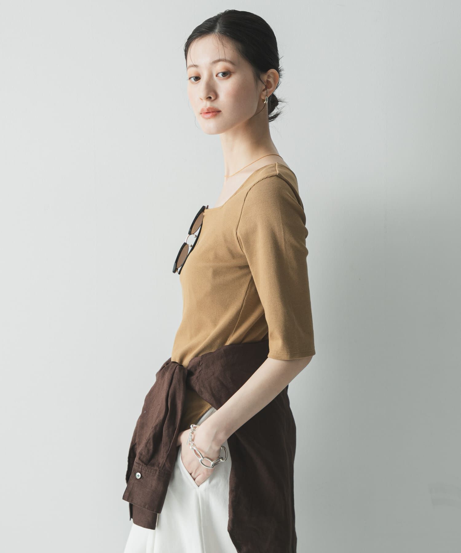 URBAN RESEARCH「5分袖リブカットソー」|Tシャツ・カットソー|