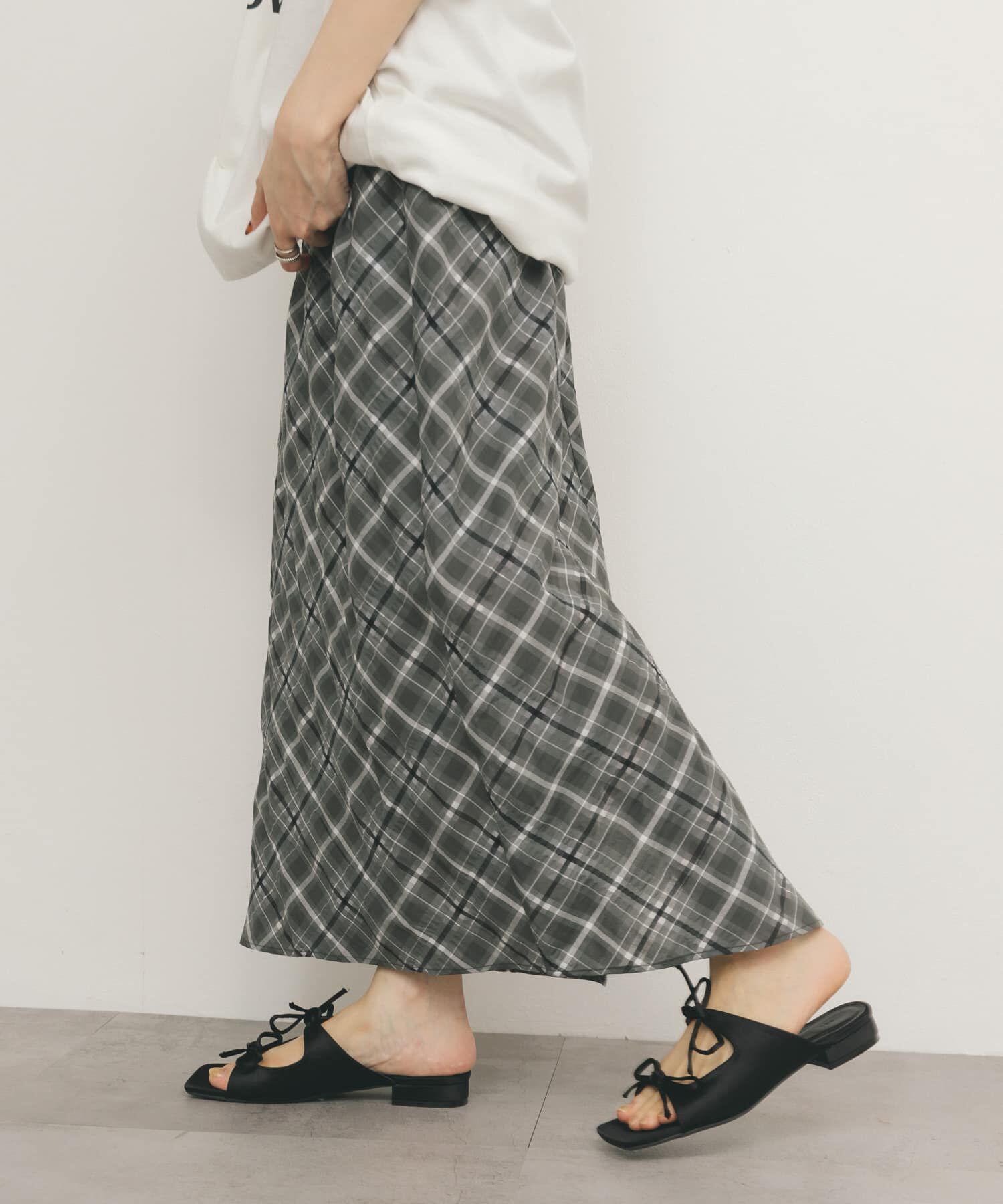  「シアーチェックIラインスカート」|スカート|