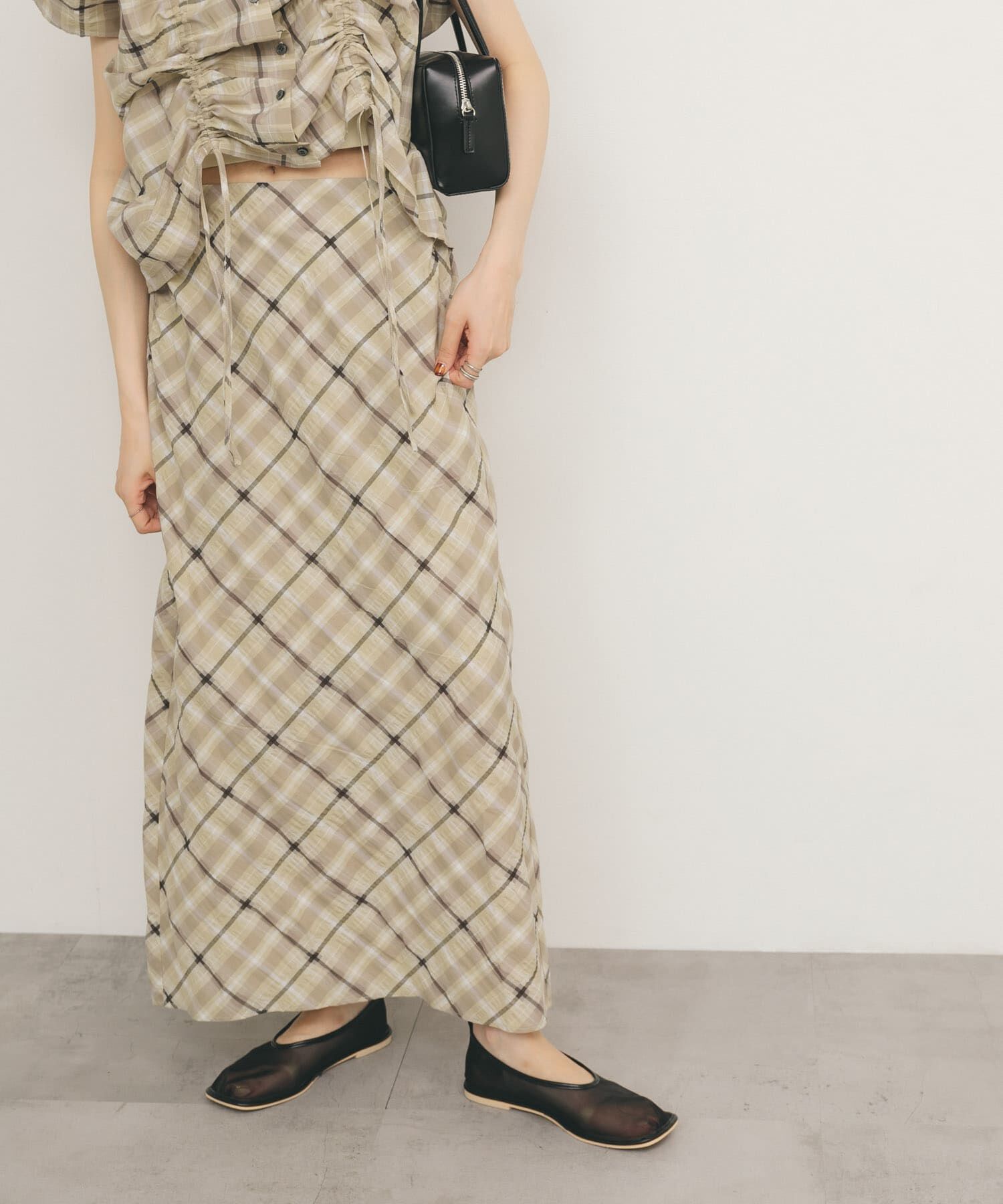  「シアーチェックIラインスカート」|スカート|