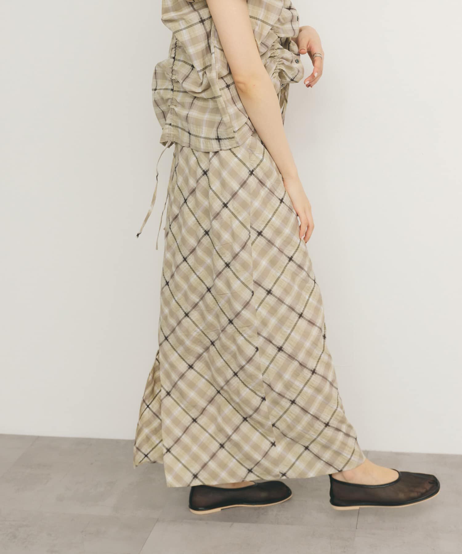  「シアーチェックIラインスカート」|スカート|