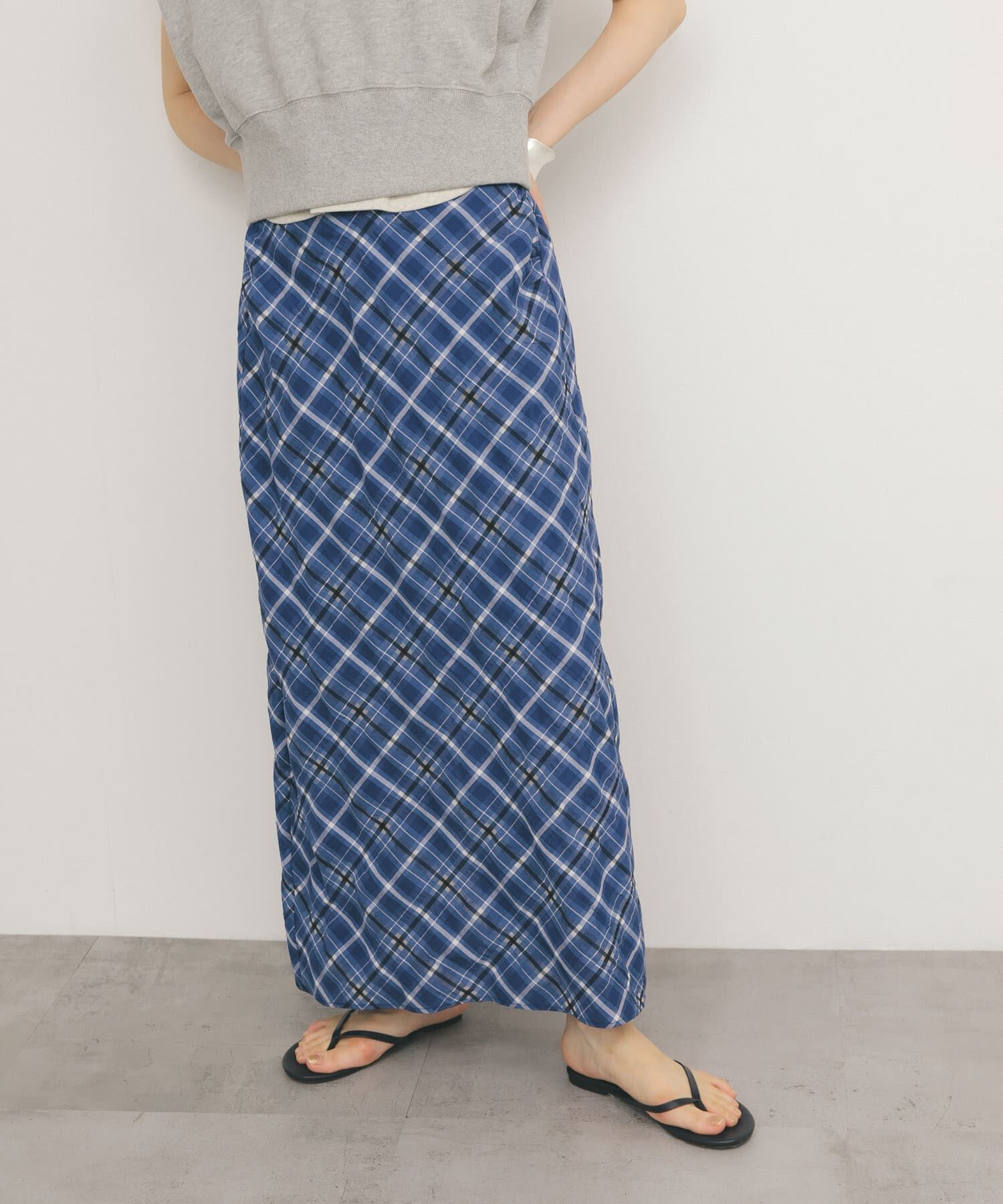  「シアーチェックIラインスカート」|スカート|