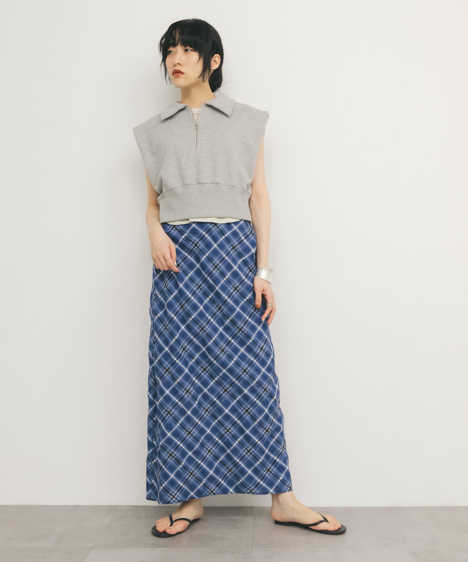  「シアーチェックIラインスカート」|スカート|