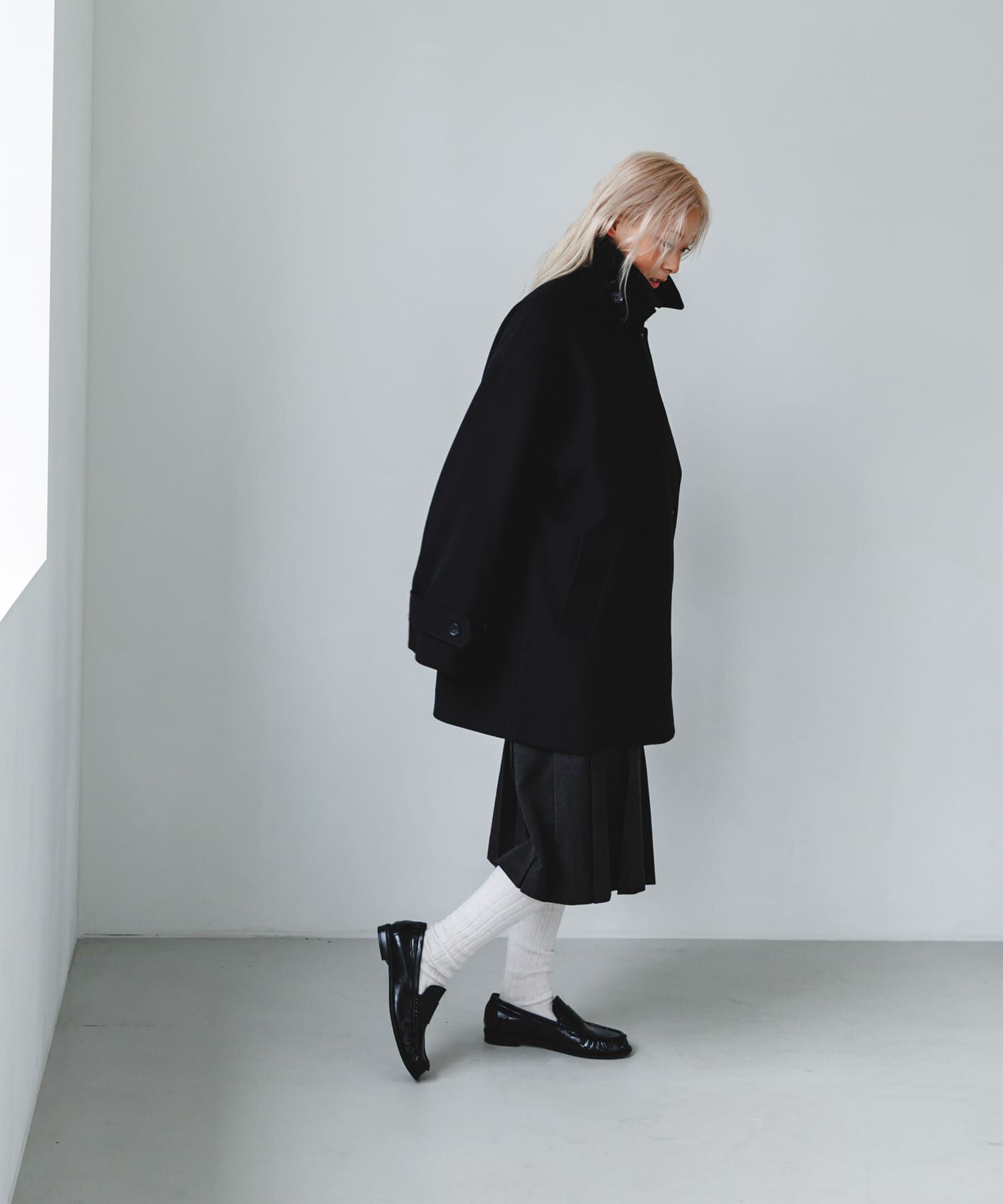  「BIGカラーミドルコート」|ノーカラーコート|