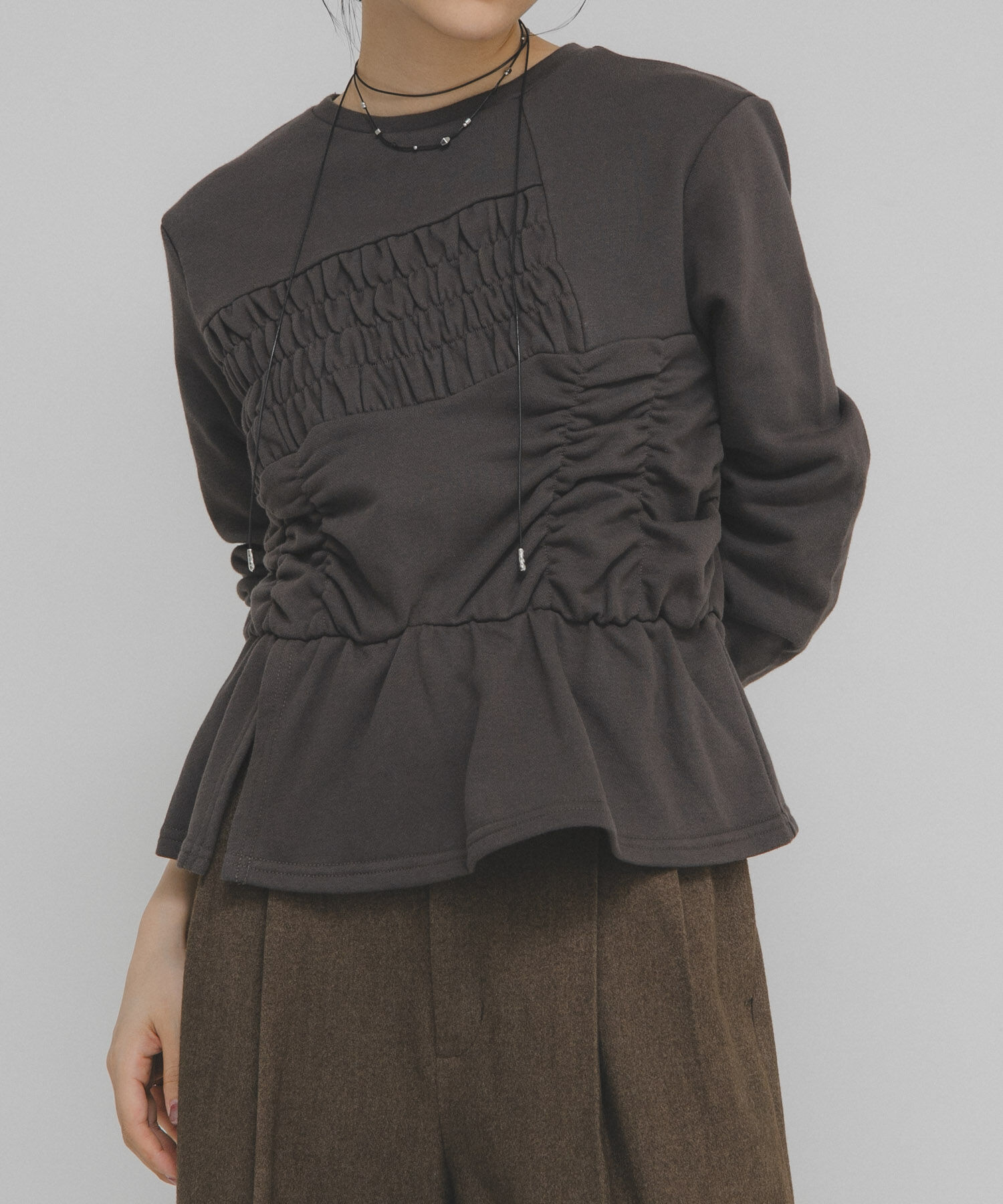  「ランダムシャーリングプルオーバー」|Tシャツ・カットソー|チャコールグレー