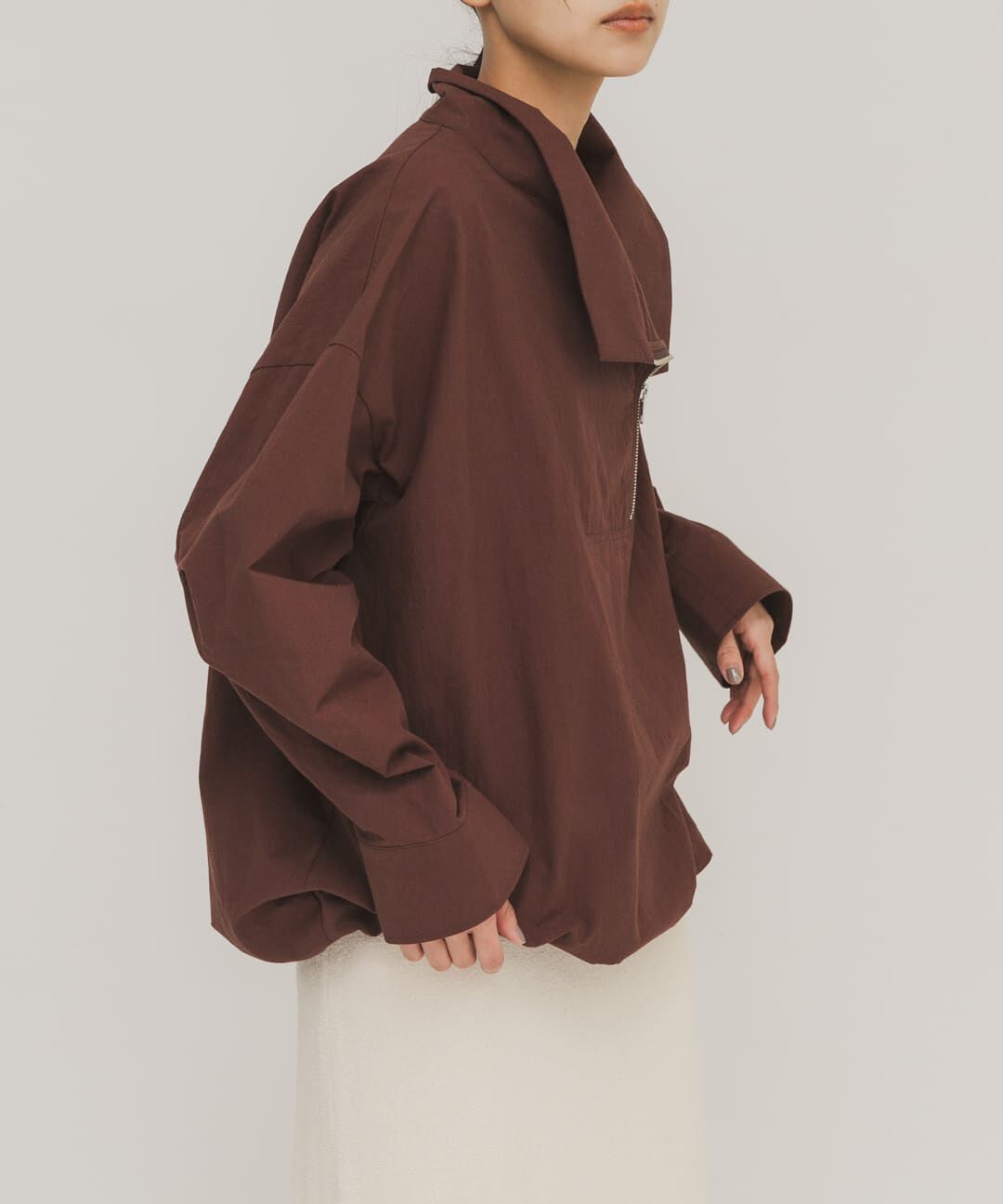  「スラントZIPアノラック」|ノーカラーコート|