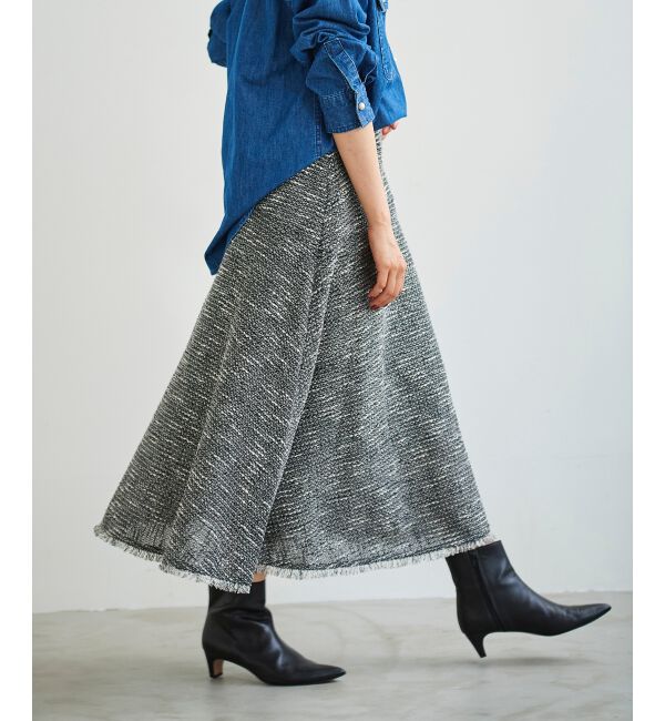 le.coeur blanc「ツイードフリンジフレアスカート」|フレア|