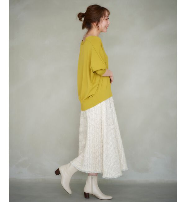 le.coeur blanc「ツイードフリンジフレアスカート」|フレア|
